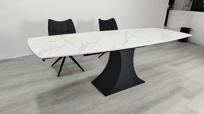 Раскладной стол GILBERT CERAMIC Intarsio 160(240)*90 белый мат/черный фотография