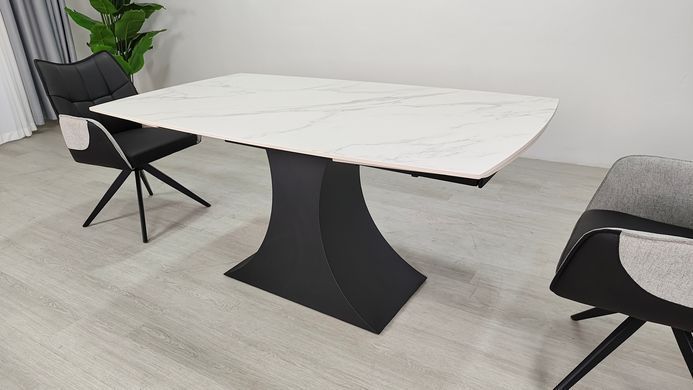 Раскладной стол GILBERT CERAMIC Intarsio 160(240)*90 белый мат/черный фотография