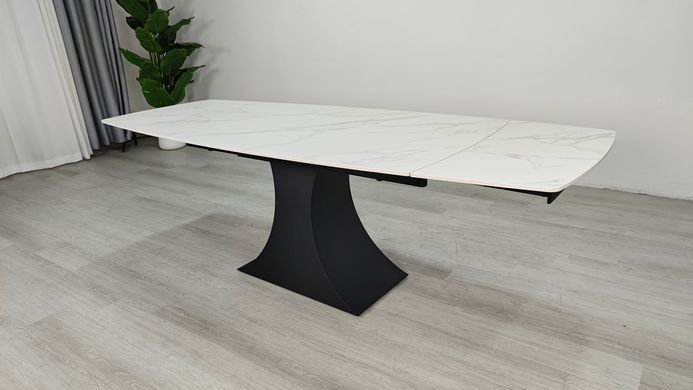 Раскладной стол GILBERT CERAMIC Intarsio 160(240)*90 белый мат/черный фотография