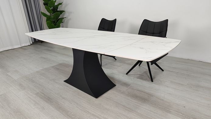 Раскладной стол GILBERT CERAMIC Intarsio 160(240)*90 белый мат/черный фотография