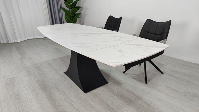 Раскладной стол GILBERT CERAMIC Intarsio 160(240)*90 белый мат/черный фотография