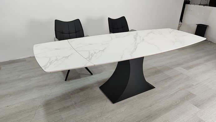 Раскладной стол GILBERT CERAMIC Intarsio 160(240)*90 белый мат/черный фотография