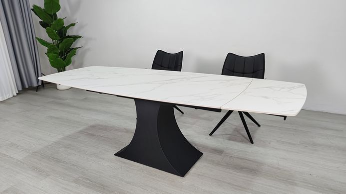 Раскладной стол GILBERT CERAMIC Intarsio 160(240)*90 белый мат/черный фотография