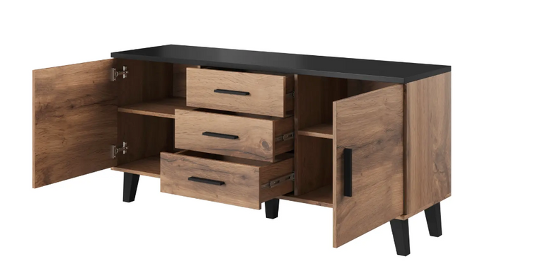 Комод LOTTA 2D3S Cama 150 Дуб Вотан / Черный фотография
