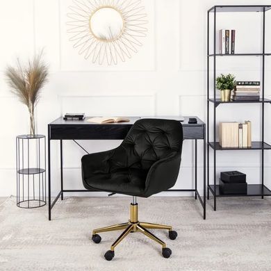 Стілець офісний поворотний оксамитовий MEBEL ELITE MILAN Velvet Чорний / Золотий фотографія
