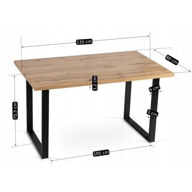 Стіл MEBEL ELITE GLOS 135х80 см Золотий дуб / Чорний фотографія