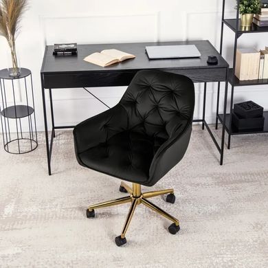 Стілець офісний поворотний оксамитовий MEBEL ELITE MILAN Velvet Чорний / Золотий фотографія