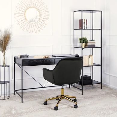 Стілець офісний поворотний оксамитовий MEBEL ELITE MILAN Velvet Чорний / Золотий фотографія