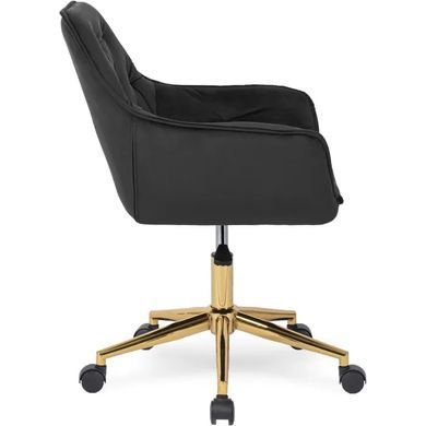 Стілець офісний поворотний оксамитовий MEBEL ELITE MILAN Velvet Чорний / Золотий фотографія