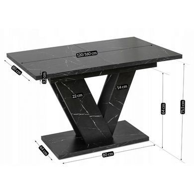 Комплект стол раскладной MEBEL ELITE CLARK 120(160)х80 см Черный +4 стулья RICK Беж фотография