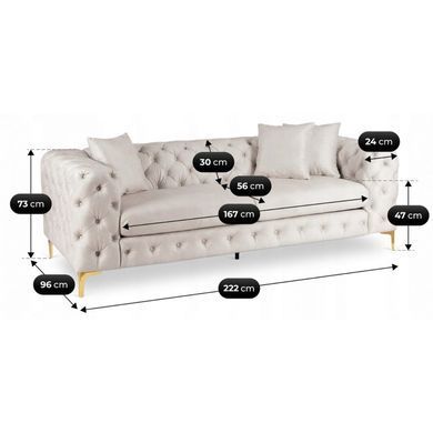 Диван MEBEL ELITE SORRENTO 3S Кремовий фотографія