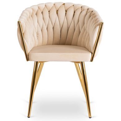 Стул бархатный MEBEL ELITE CAPI Velvet Кремовый / Золотой фотография