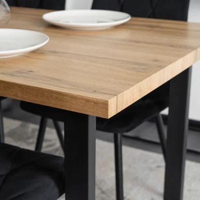 Стіл MEBEL ELITE GLOS 135х80 см Золотий дуб / Чорний фотографія