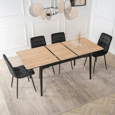 Стол раскладной MEBEL ELITE SAMER 120(160)х80 см Дуб/Черный фотография