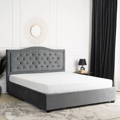 Ліжко оксамитове MEBEL ELITE APOLLO Velvet 120x200см Сірий фотографія