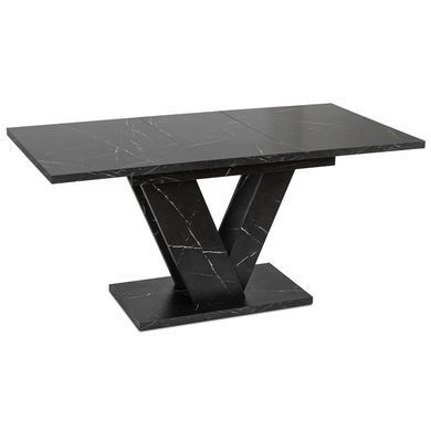 Комплект стол раскладной MEBEL ELITE CLARK 120(160)х80 см Черный +4 стулья RICK Беж фотография