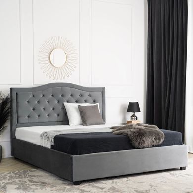 Ліжко оксамитове MEBEL ELITE APOLLO Velvet 120x200см Сірий фотографія