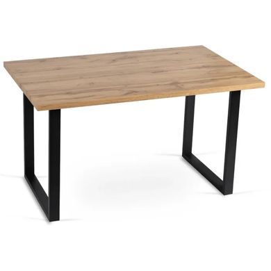 Стіл MEBEL ELITE GLOS 135х80 см Золотий дуб / Чорний фотографія