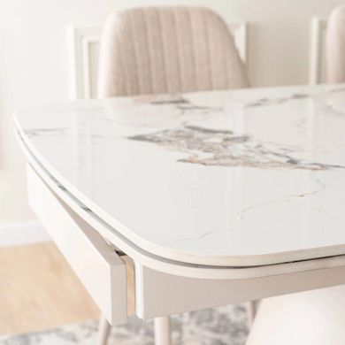 Стіл розкладний MEBEL ELITE VERONA 160(240)х90 см Білий мармур/Кашемір фотографія