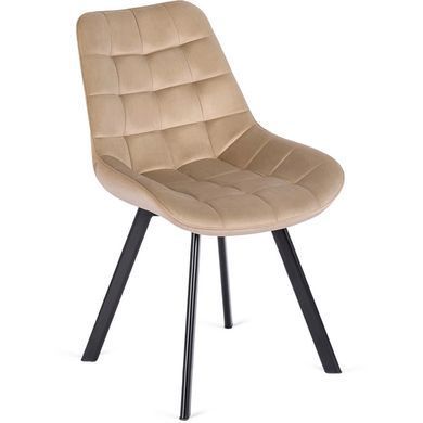 Комплект стол раскладной MEBEL ELITE CLARK 120(160)х80 см Черный +4 стулья RICK Беж фотография