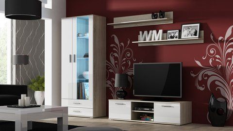 Стінка SOHO 11 Cama Дуб Сонома Мат / Білий Глянець фотографія