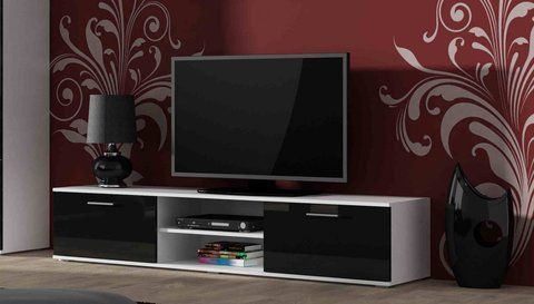 ТВ Тумба SOHO RTV Cama 180 Білий Мат / Чорний Глянець фотографія