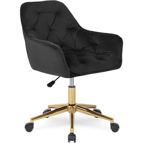 Стілець офісний поворотний оксамитовий MEBEL ELITE MILAN Velvet Чорний / Золотий фотографія