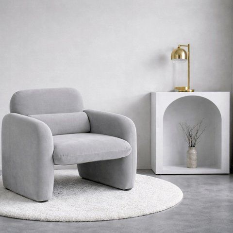 Крісло MEBEL ELITE TOGO Velvet Сірий фотографія