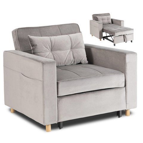 Крісло розкладне MEBEL ELITE SOLOR Velvet Сірий фотографія
