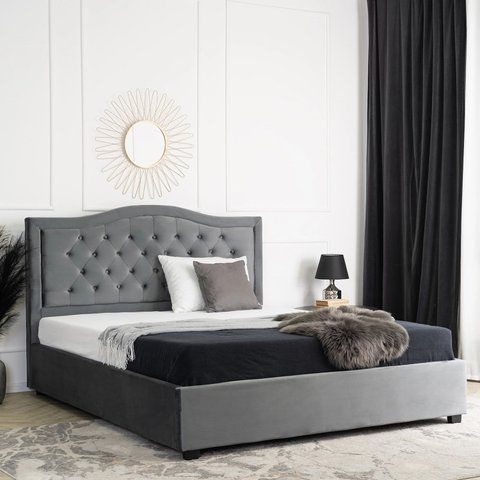 Ліжко оксамитове MEBEL ELITE APOLLO Velvet 120x200см Сірий фотографія
