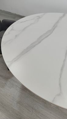 Стол OLYMPIA Intarsio 130*130 белый мат/черный фотография