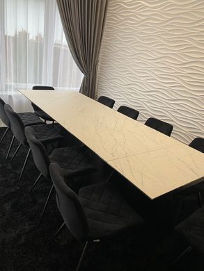 Стіл Обідній CAVALLI II Signal 160(240)X90 Ефект Мармуру Білий / Чорний Мат фотографія