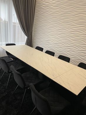 Стіл Обідній CAVALLI II Signal 160(240)X90 Ефект Мармуру Білий / Чорний Мат фотографія