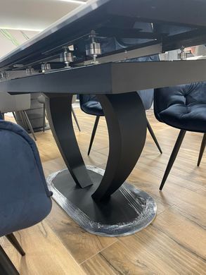 Стіл розкладний TML-815 VETRO 160x90 Білий Мармур / Чорний фотографія