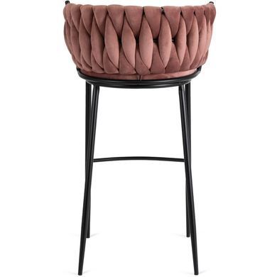 Барний стілець оксамитовий MEBEL ELITE FLORES Velvet чорний / рожевий фотографія