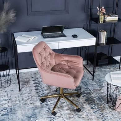 Стул офисный поворотный бархатный MEBEL ELITE MILAN Velvet Розовый / Золотой фотография
