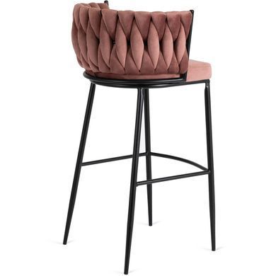 Барний стілець оксамитовий MEBEL ELITE FLORES Velvet чорний / рожевий фотографія