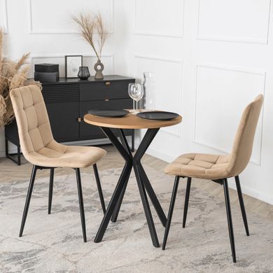 Стіл MEBEL ELITE LAUREN 60X60 Дуб золотий / Чорний фотографія