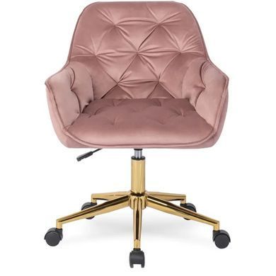 Стул офисный поворотный бархатный MEBEL ELITE MILAN Velvet Розовый / Золотой фотография