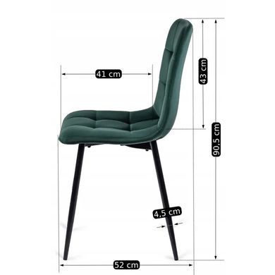 Стілець оксамитовий MEBEL ELITE PERU Velvet, Зелений фотографія