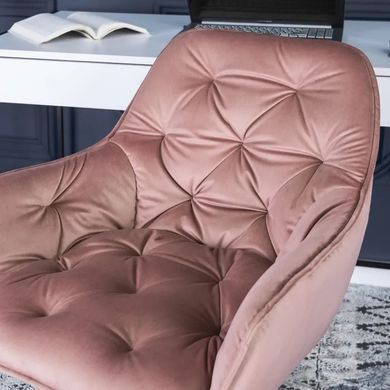 Стул офисный поворотный бархатный MEBEL ELITE MILAN Velvet Розовый / Золотой фотография