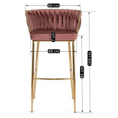 Барний стілець оксамитовий MEBEL ELITE FLORES 2 Velvet Рожевий / золотий фотографія