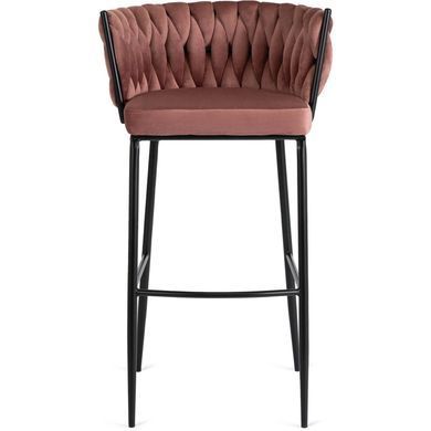 Барний стілець оксамитовий MEBEL ELITE FLORES Velvet чорний / рожевий фотографія