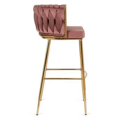 Барний стілець оксамитовий MEBEL ELITE FLORES 2 Velvet Рожевий / золотий фотографія