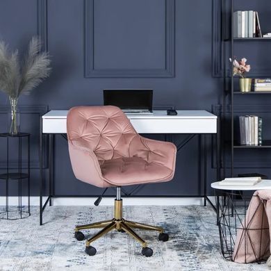 Стул офисный поворотный бархатный MEBEL ELITE MILAN Velvet Розовый / Золотой фотография