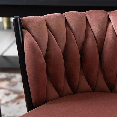 Барний стілець оксамитовий MEBEL ELITE FLORES Velvet чорний / рожевий фотографія