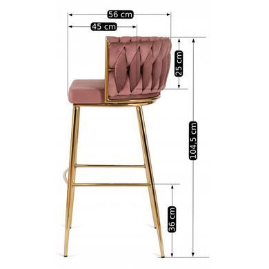 Барний стілець оксамитовий MEBEL ELITE FLORES 2 Velvet Рожевий / золотий фотографія