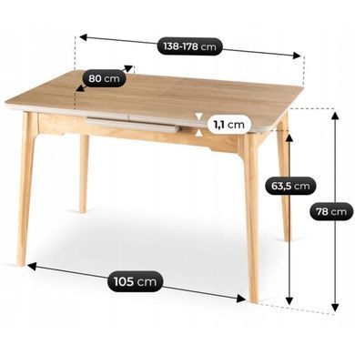 Стіл розкладний MEBEL ELITE SAMER 138(178)х800 см Дуб фотографія