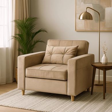 Крісло розкладне MEBEL ELITE SOLOR Velvet Беж фотографія