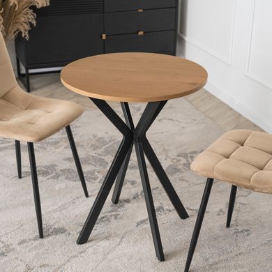 Стіл MEBEL ELITE LAUREN 60X60 Дуб золотий / Чорний фотографія